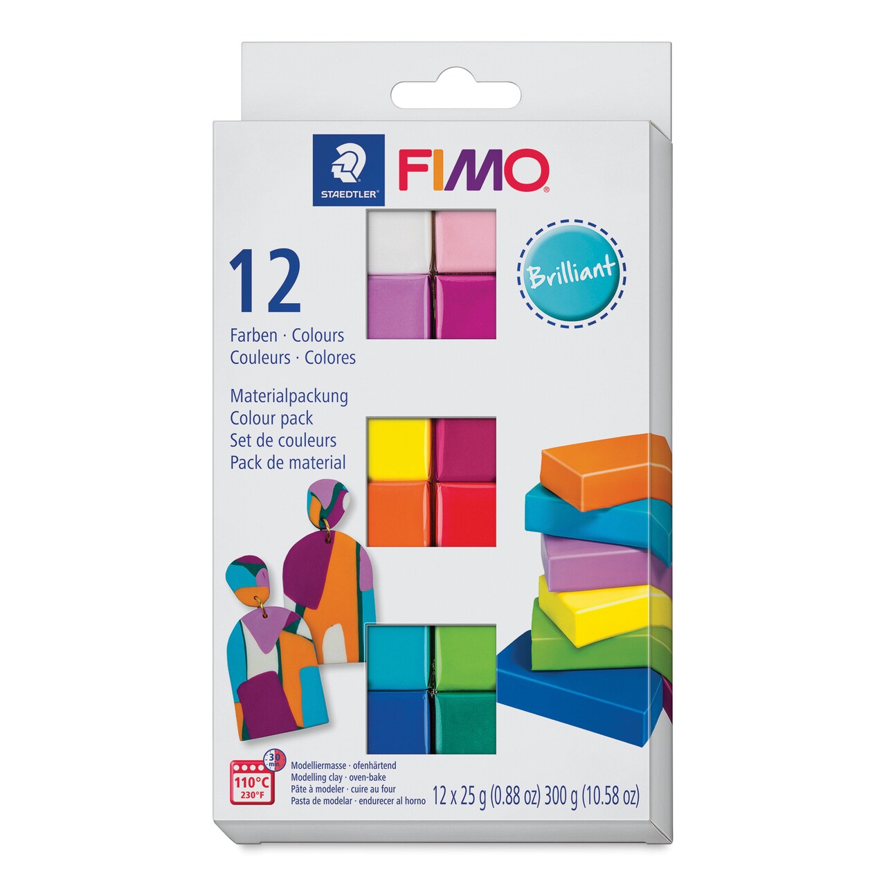 Staedtler Fimo Soft Polymer Clay - Brilliant Colors, Set of 12
